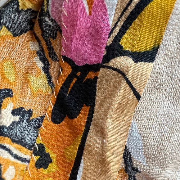 Vintage Floral Midi Dress Belted Puff Poof Sleeve Mid Century Modern 60's 70's - Picture 6 of 9